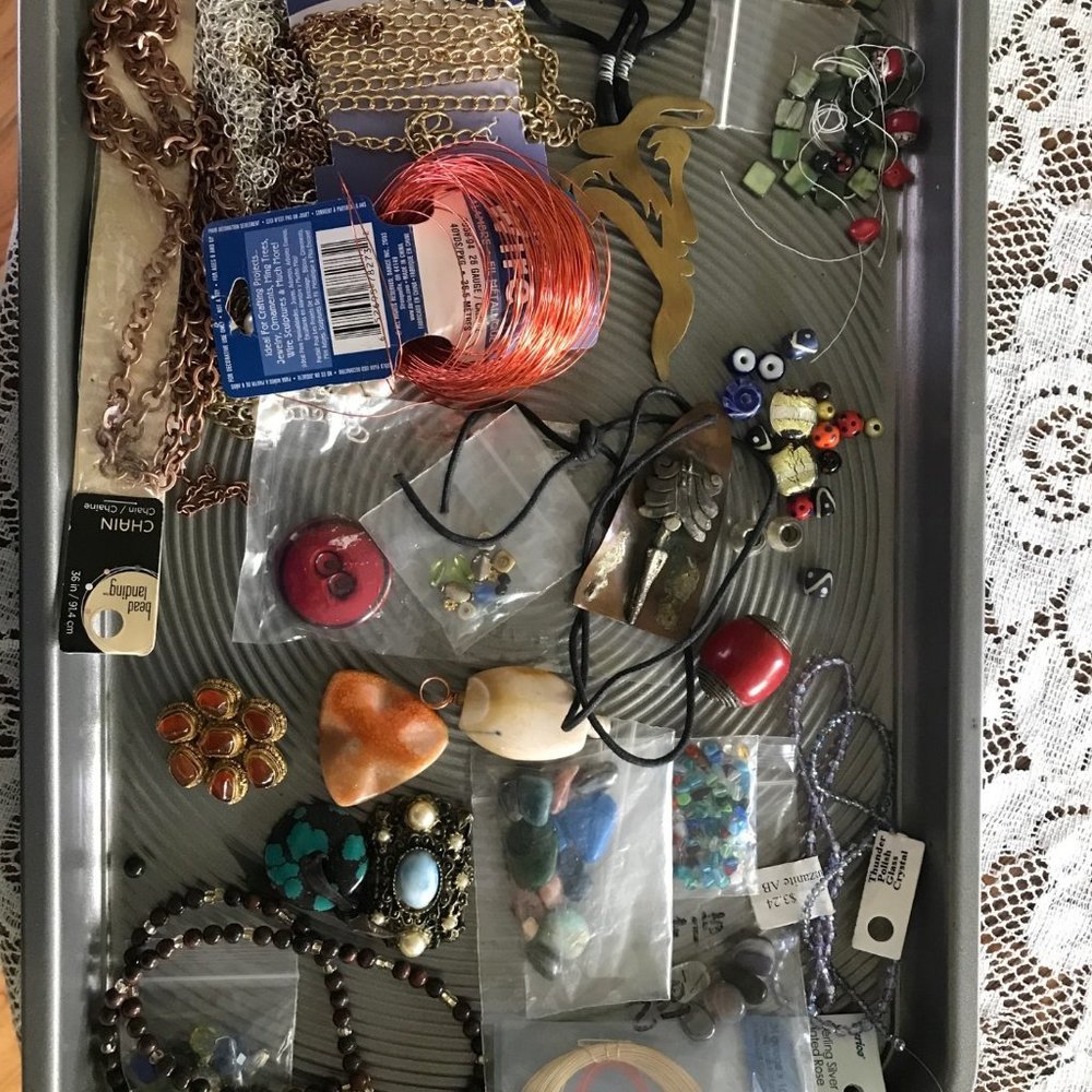 Jewelry making beads, wire, chain.